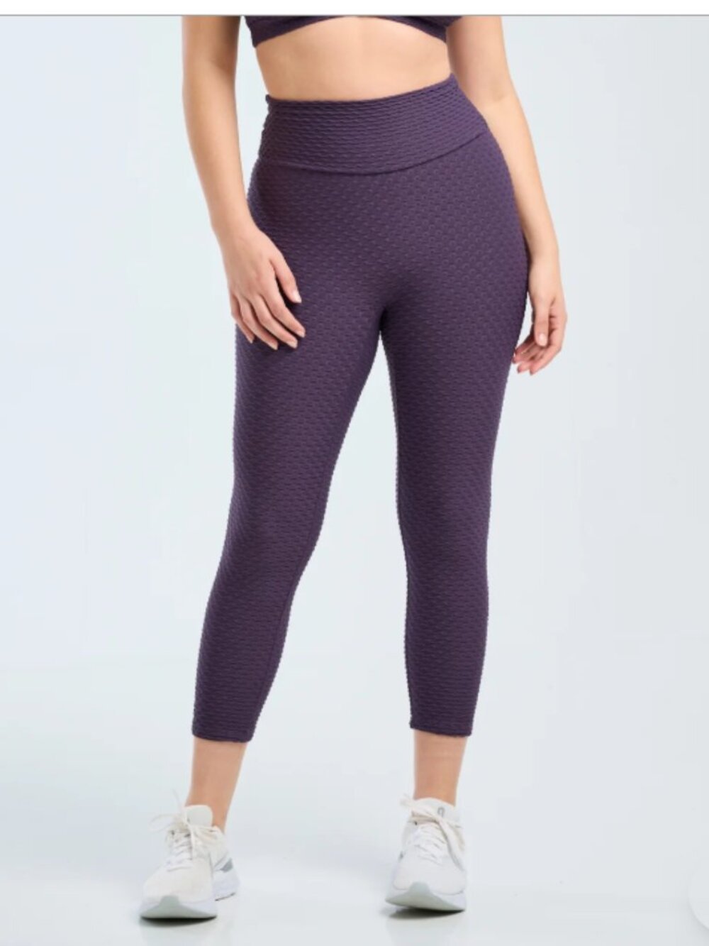 Curvy Booty by Brabants Purple Croco Skin Seam Cropped Leggings - Dusk